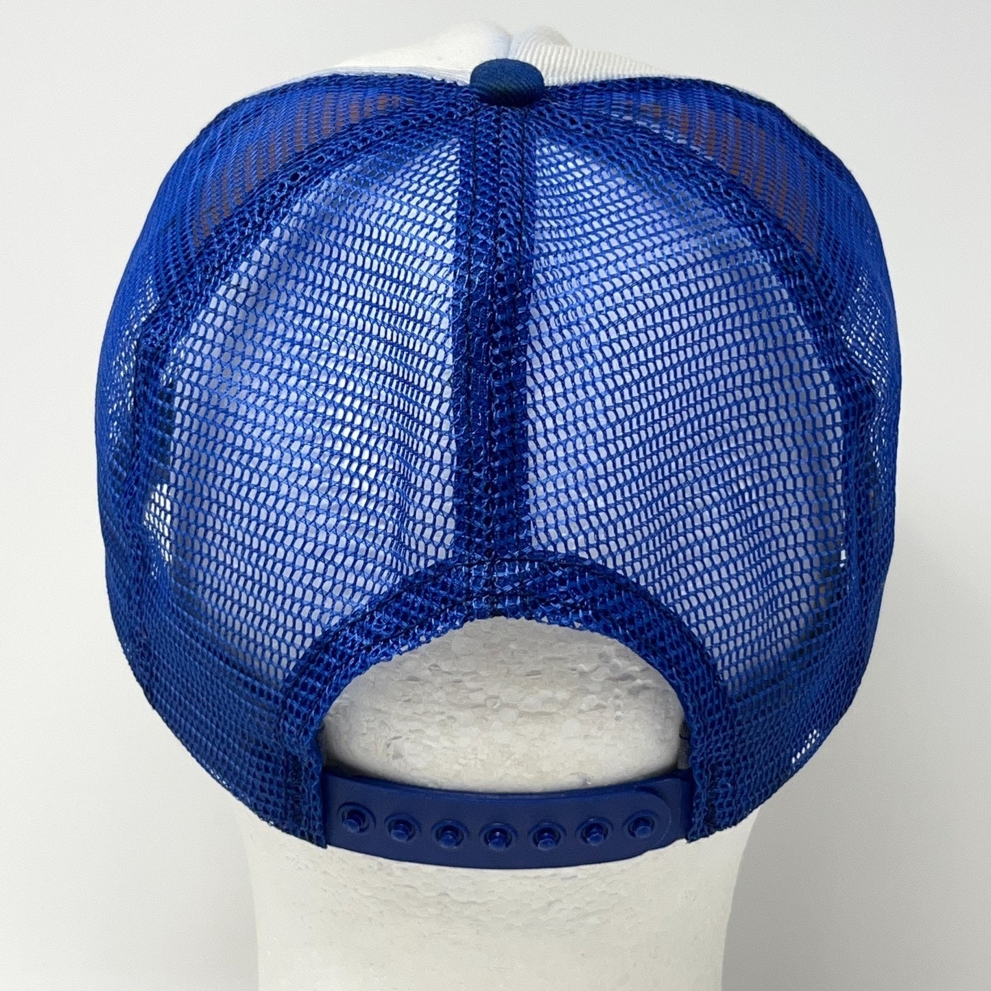 Vintage 80s West America Bank Trucker Hat Baseball Cap Banker Mesh Snapback Blue