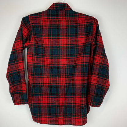 Woolrich Vintage 60s Plaid Flannel Button Front Shirt Medium Red Wool Blend