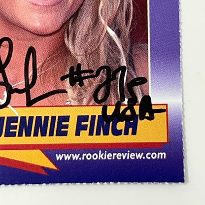 Vintage 2003 Jennie Finch Autographed Rookie Review Signed USA Softball Card 72
