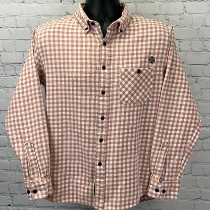 Independent Truck Co Orange Plaid Flannel Shirt M Medium Skateboard 100% Cotton