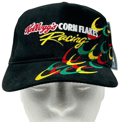 Gorra de béisbol vintage de NASCAR con diseño de Kellogg's Corn Flakes Racing de los años 90, color negro