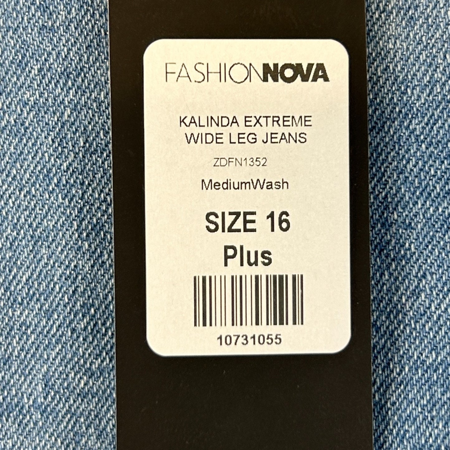 Fashion Nova Kalinda Extreme Wide Leg Jeans Stretch Denim Blue Womens 16 Plus - Neon Vintage