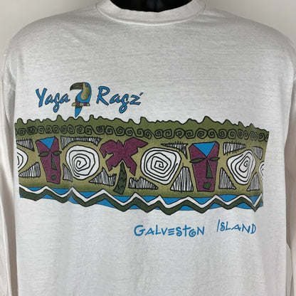 Yaga Ragz Galveston Island Vintage 80s T Shirt Large Texas Jamaican Mens White