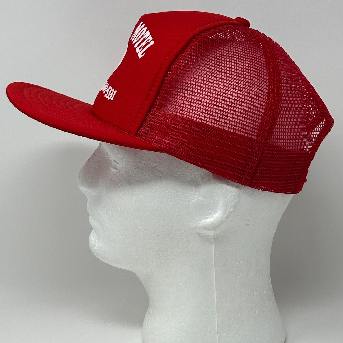 Vintage Olssons Motel Trucker Hat Cap Red 80s Mobile Alabama AAA Mesh Snapback