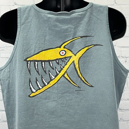 Vintage 90s St Martin St Maarten West Indies Tank Top Piranha USA Green L Large