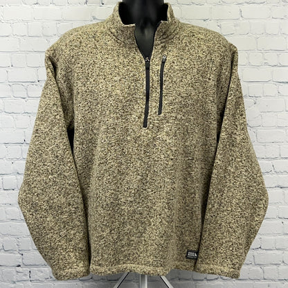 Eddie Bauer Quarter 1/4 Zip XL X‑Large Beige Brown Speckled Polyester Sweater