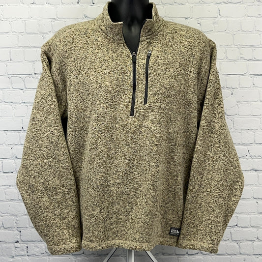Eddie Bauer Quarter 1/4 Zip XL X‑Large Beige Brown Speckled Polyester Sweater