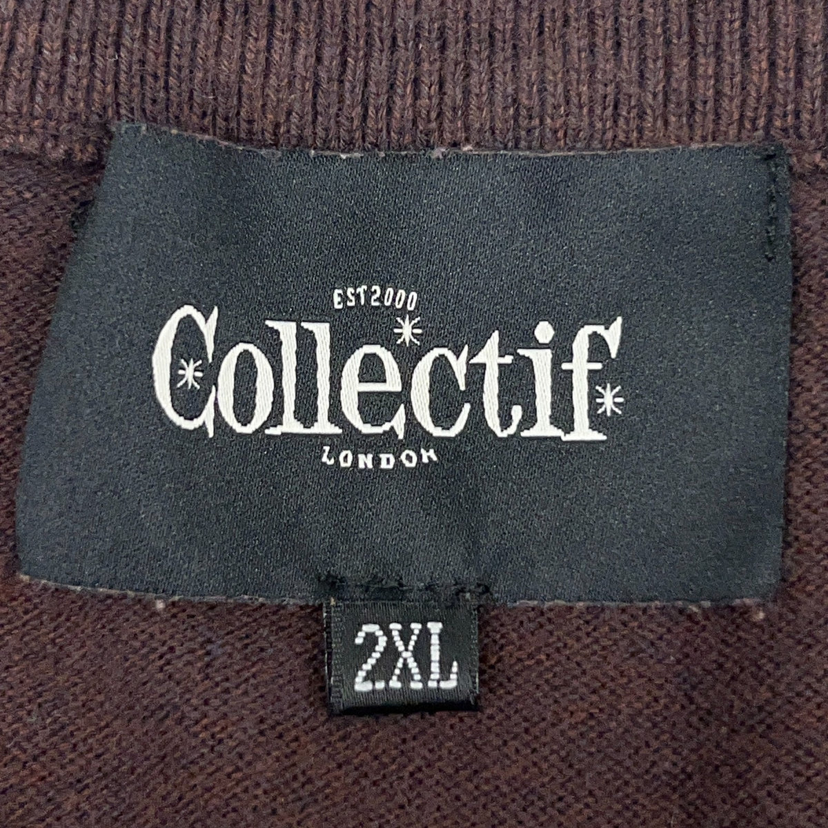 Collectif London Sweater Mens XL X-Large Brown Orange Stripe V-Neck 70s Retro