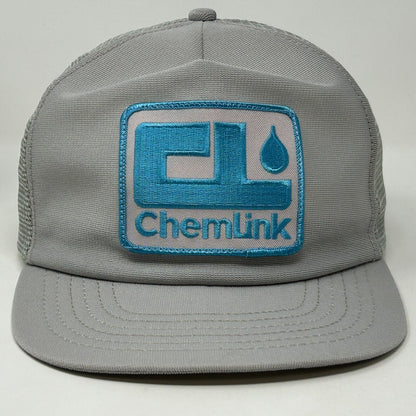 ChemLink Trucker Hat Vintage 80s Gray Made In USA Mesh Snapback Baseball Cap