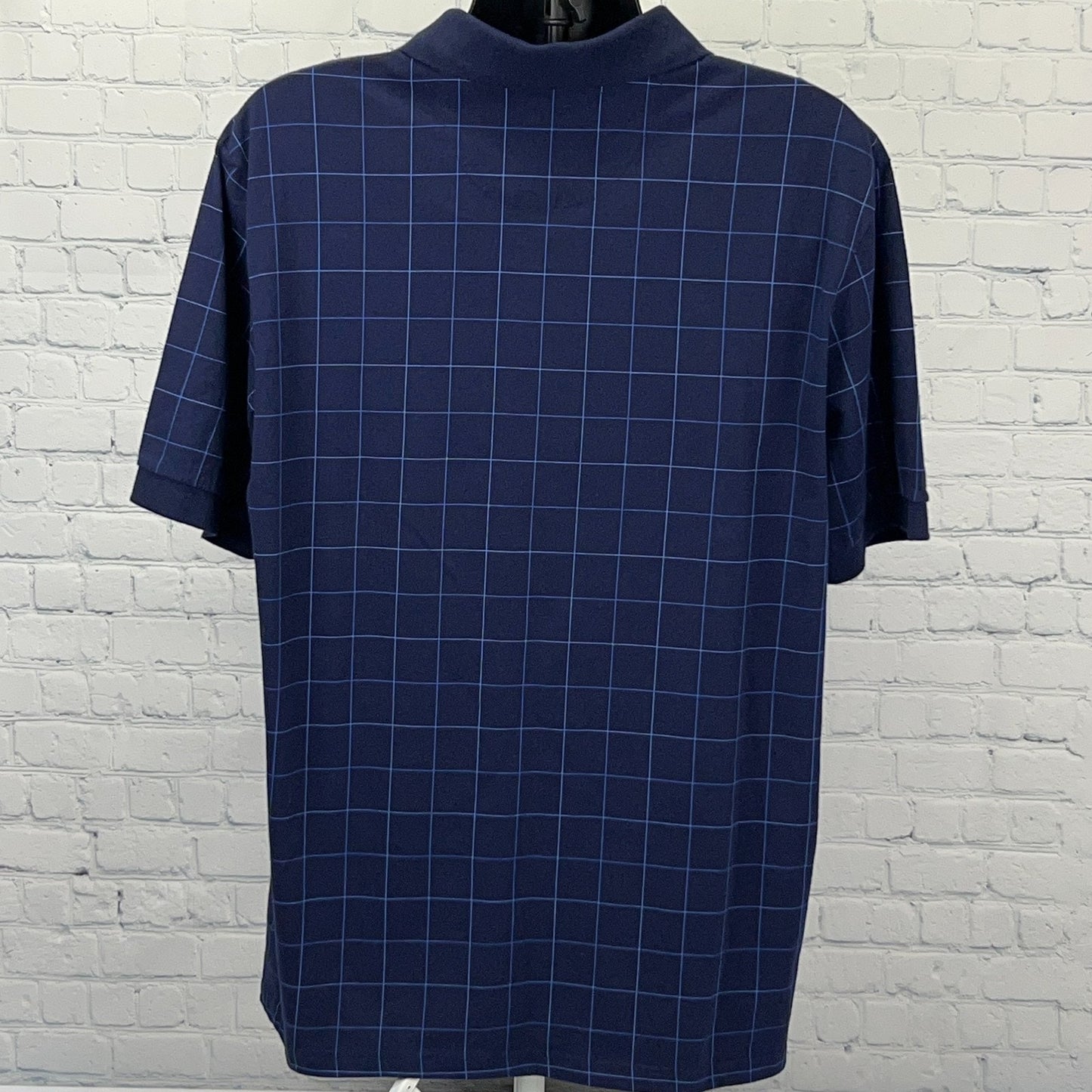 Chaps Polo Shirt XL X-Large Blue Graph Check Short Sleeve Ralph Lauren Cotton