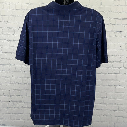 Chaps Polo Shirt XL X-Large Blue Graph Check Short Sleeve Ralph Lauren Cotton