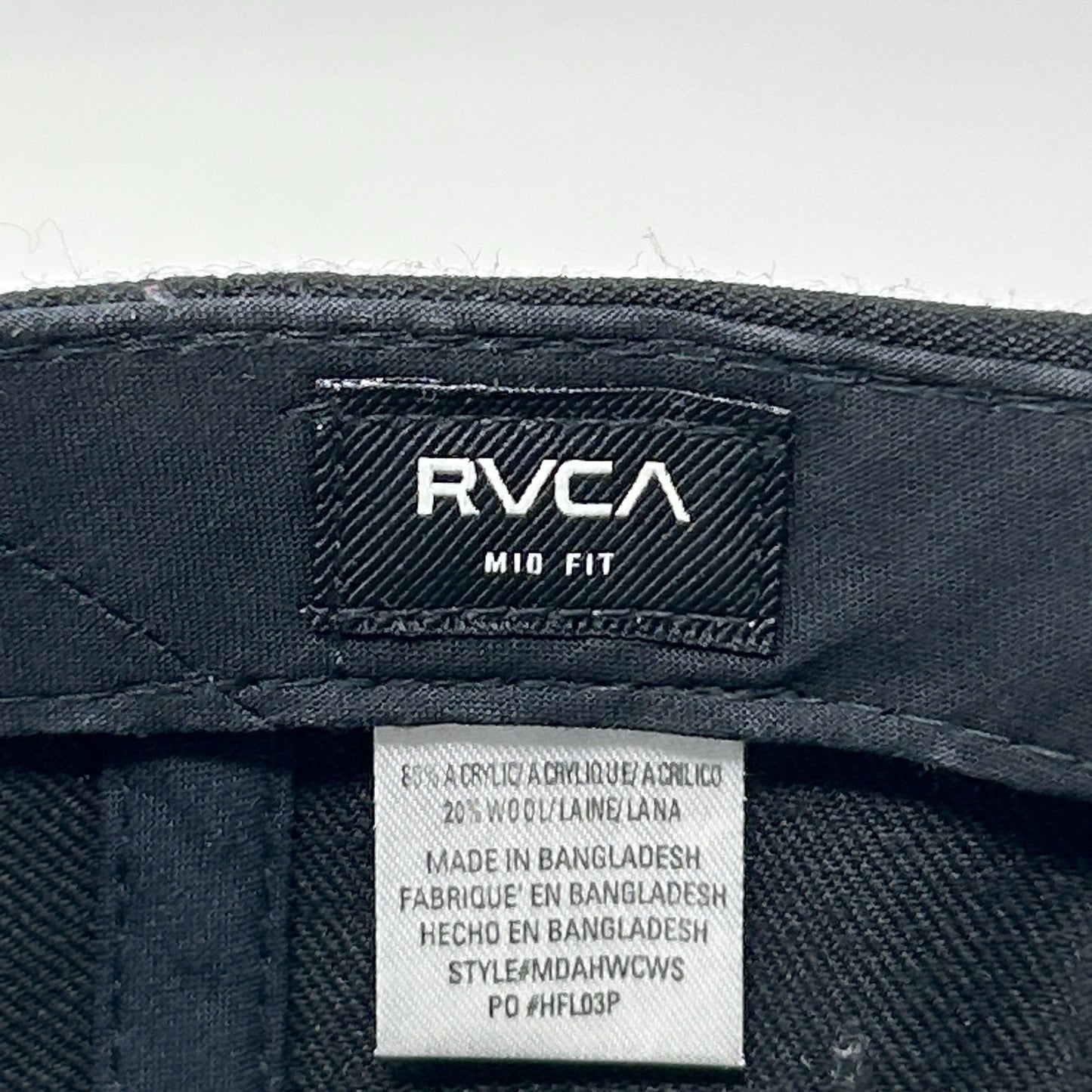 RVCA Hat Baseball Cap PM Tenore Skater Surfer Surfing MMA Snapback Mid Fit Black