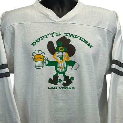 Duffys Tavern Las Vegas Football Vintage 80s T Shirt Large USA Made Mens White