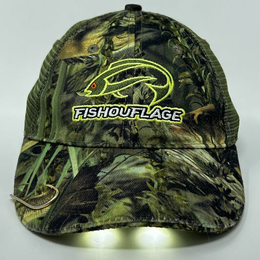 Fishouflage Camo Light Up Trucker Hat Baseball Cap Powercap Strapback Green