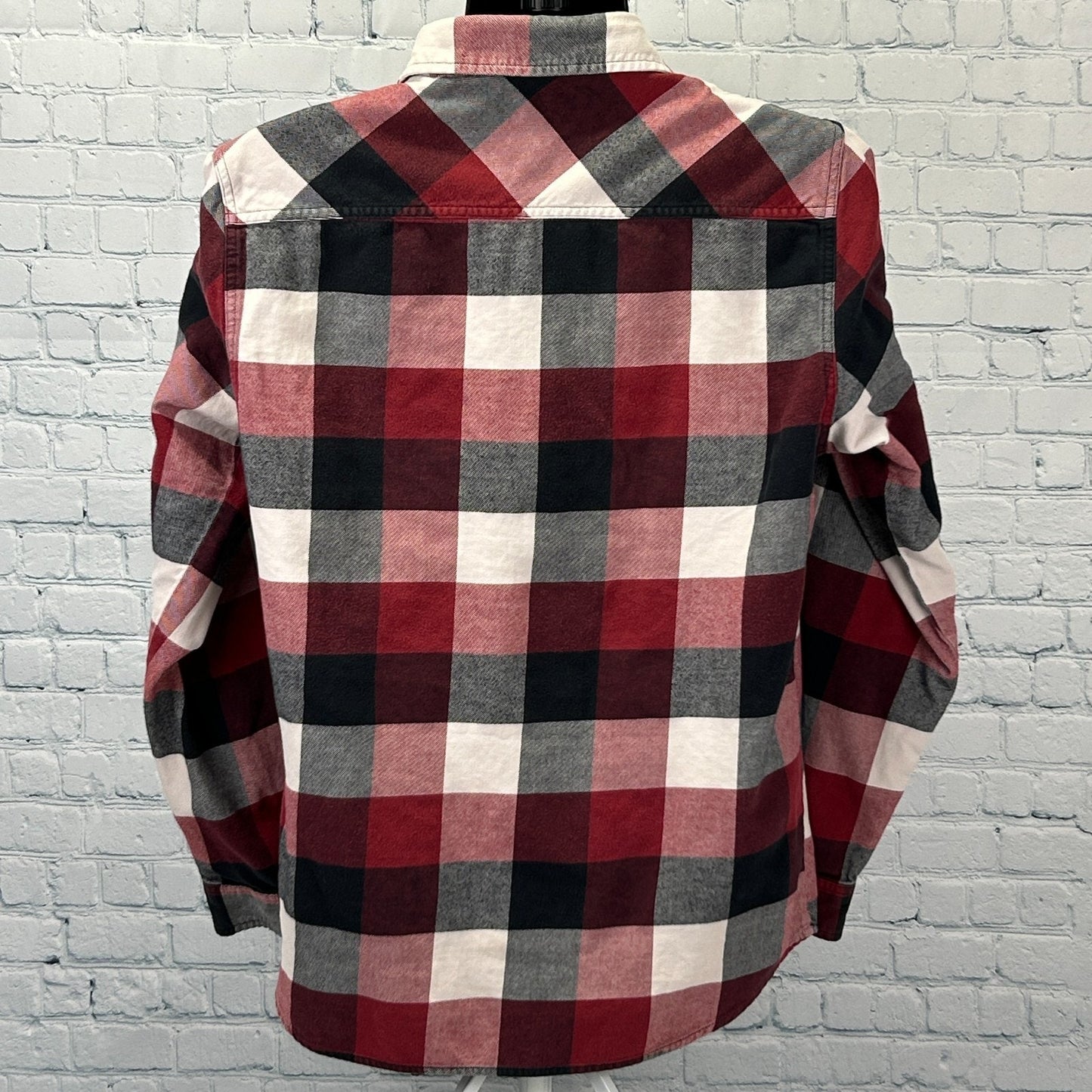 Vans Flannel Button Front Shirt Red Check Plaid Skater Skateboarding L Large - Neon Vintage