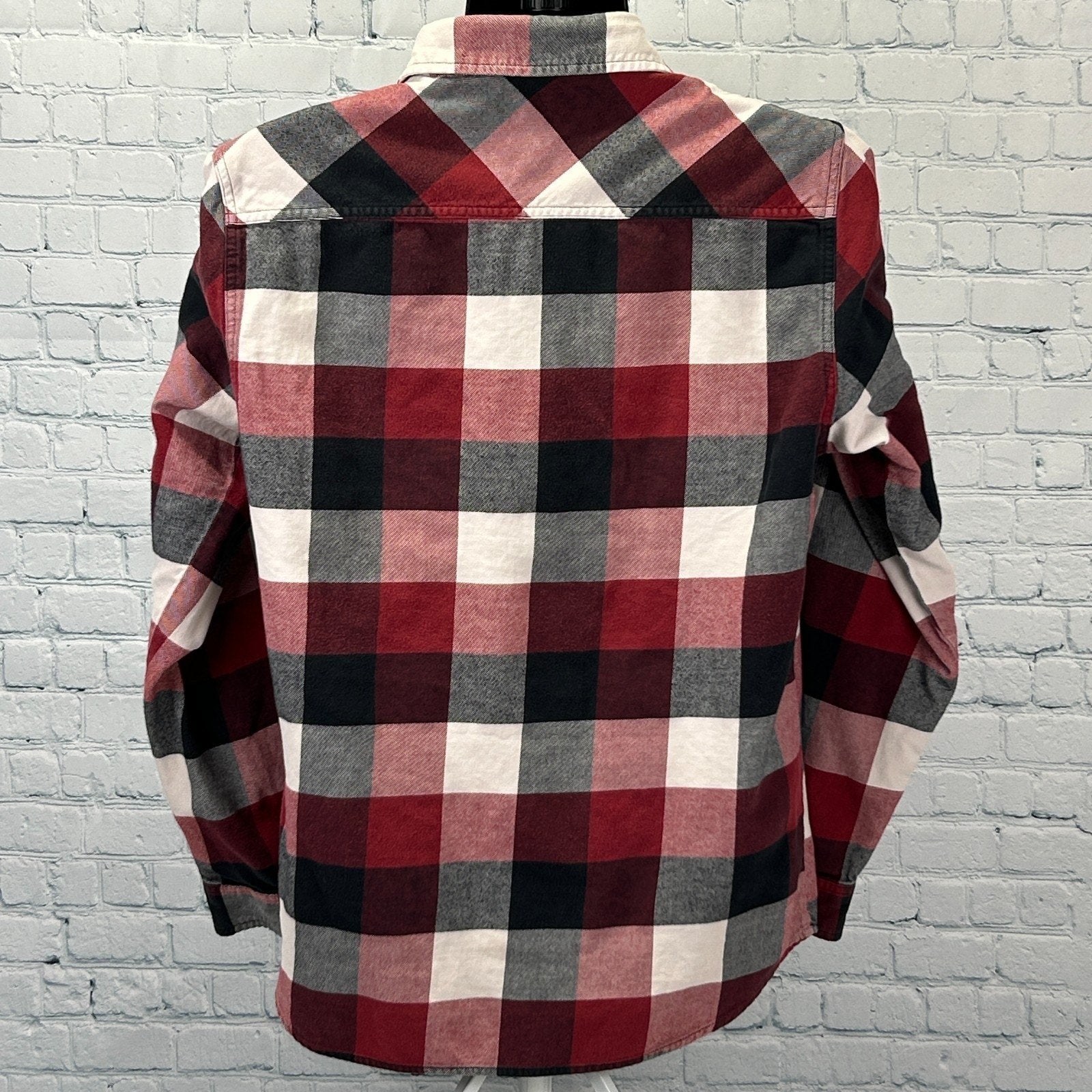 Vans Flannel Button Front Shirt Red Check Plaid Skater Skateboarding L Large - Neon Vintage