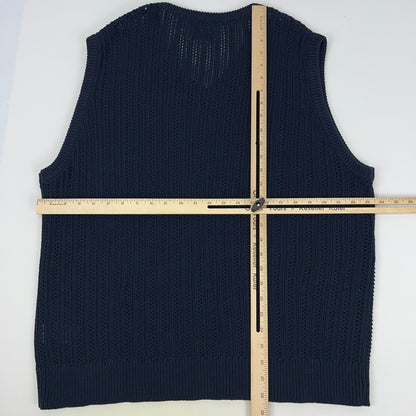 Old Navy Mens Sweater Vest XL X-Large Navy Cotton Open Knit V Neck NWT Casual