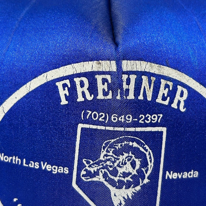 Vintage 80s Frehner North Las Vegas Trucker Hat Baseball Cap Mesh Snapback Blue - Neon Vintage