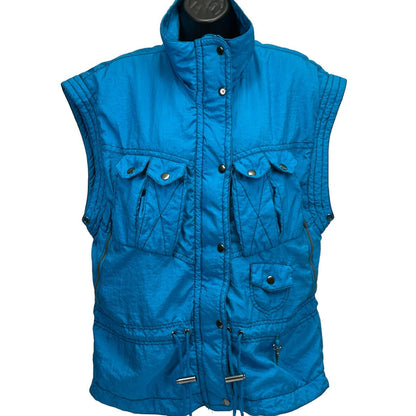Lavon Sport Vintage 90s Womens Vest Jacket Medium Blue Pockets Sleeveless