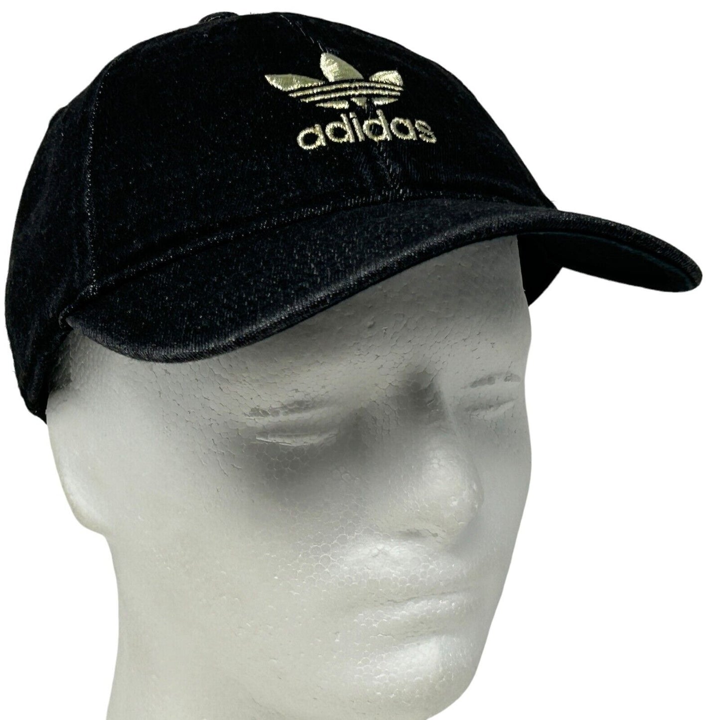 Adidas Trefoil Denim Baseball Hat Cap Logo Strapback Six Panel Black