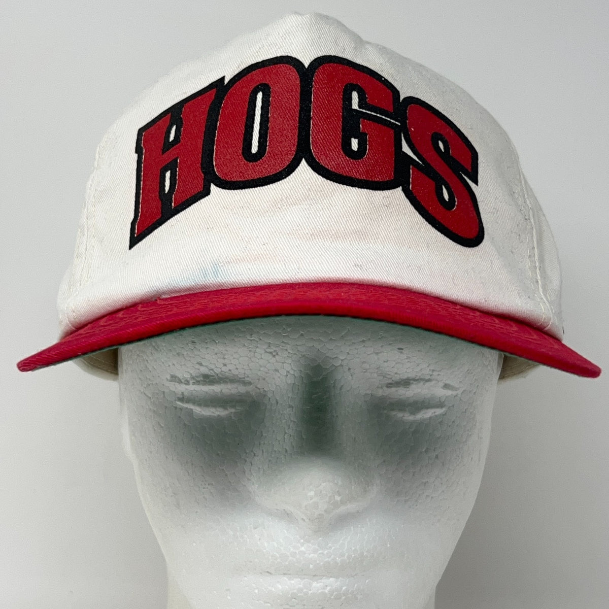 Vintage 90s Arkansas Razorbacks Hogs Hat Snapback White Red NCAA Baseball Cap