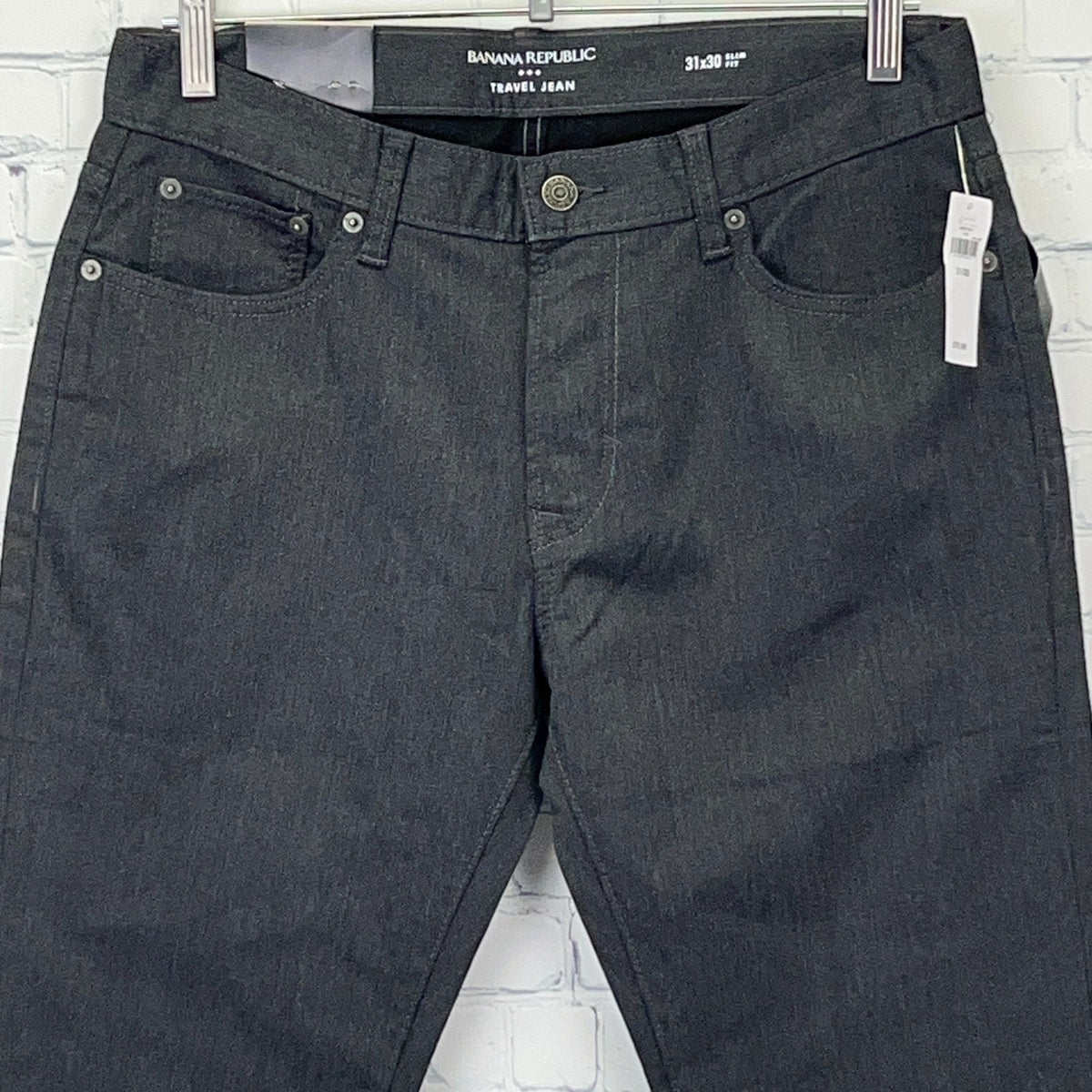 Banana Republic Travel Jeans Mens 31x30 Slim Fit Charcoal Gray Stretch NWT
