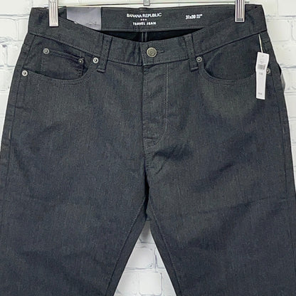 Banana Republic Travel Jeans Mens 31x30 Slim Fit Charcoal Gray Stretch NWT