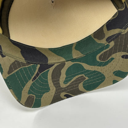 Vintage 80s Link Motor Supply Hat Baseball Cap Camouflage Auto Snapback Beige