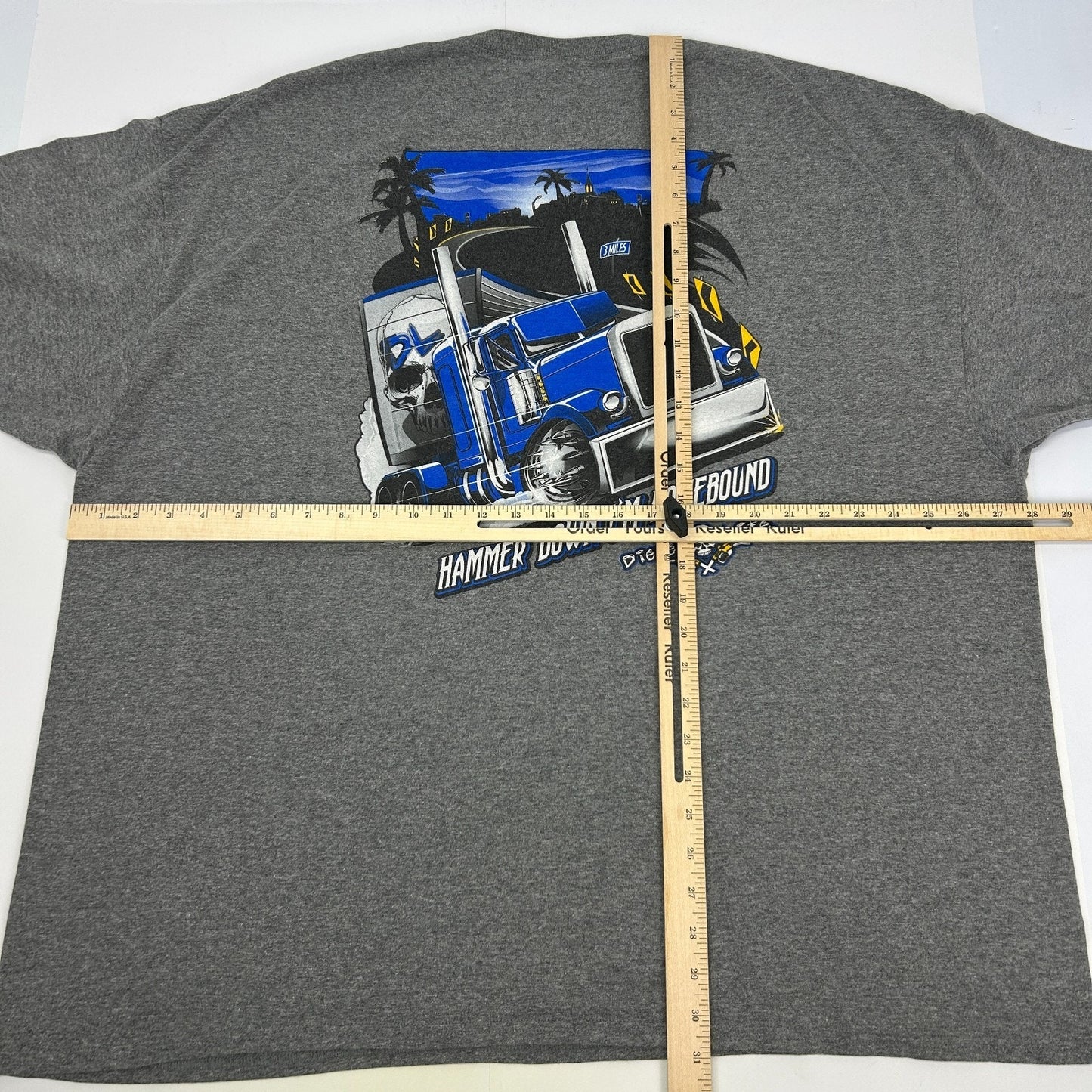 Diesel Life Hammer Down I'm Homebound T Shirt Big Rig Trucker Gray Mens 3XL XXXL - Neon Vintage