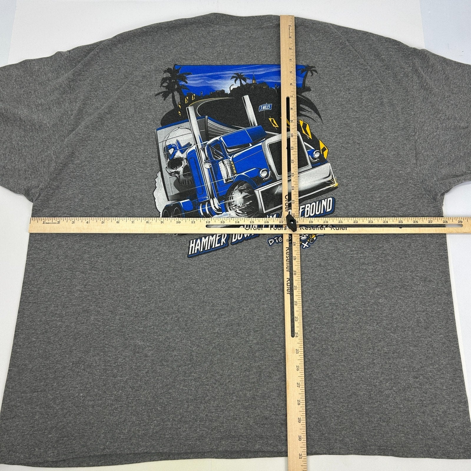 Diesel Life Hammer Down I'm Homebound T Shirt Big Rig Trucker Gray Mens 3XL XXXL - Neon Vintage