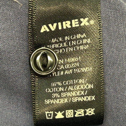 Avirex 迷彩纽扣前衬衫 小号军用长袖迷彩 男式 蓝色