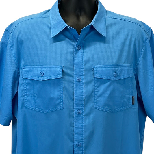 Columbia James Bay Vented Button Front Shirt Mens Large Regular Fit Fishing Blue