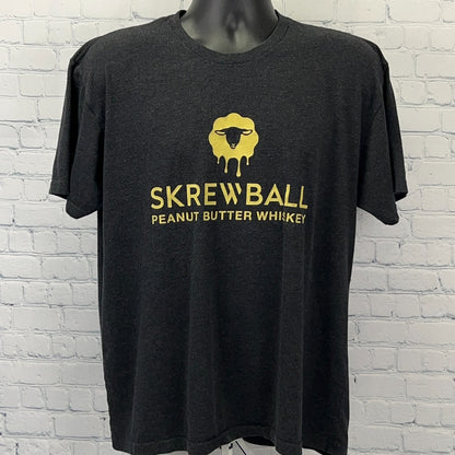 Screwball Peanut Butter Whiskey T Shirt Logo Short Sleeve Gray Unisex XL X-Large