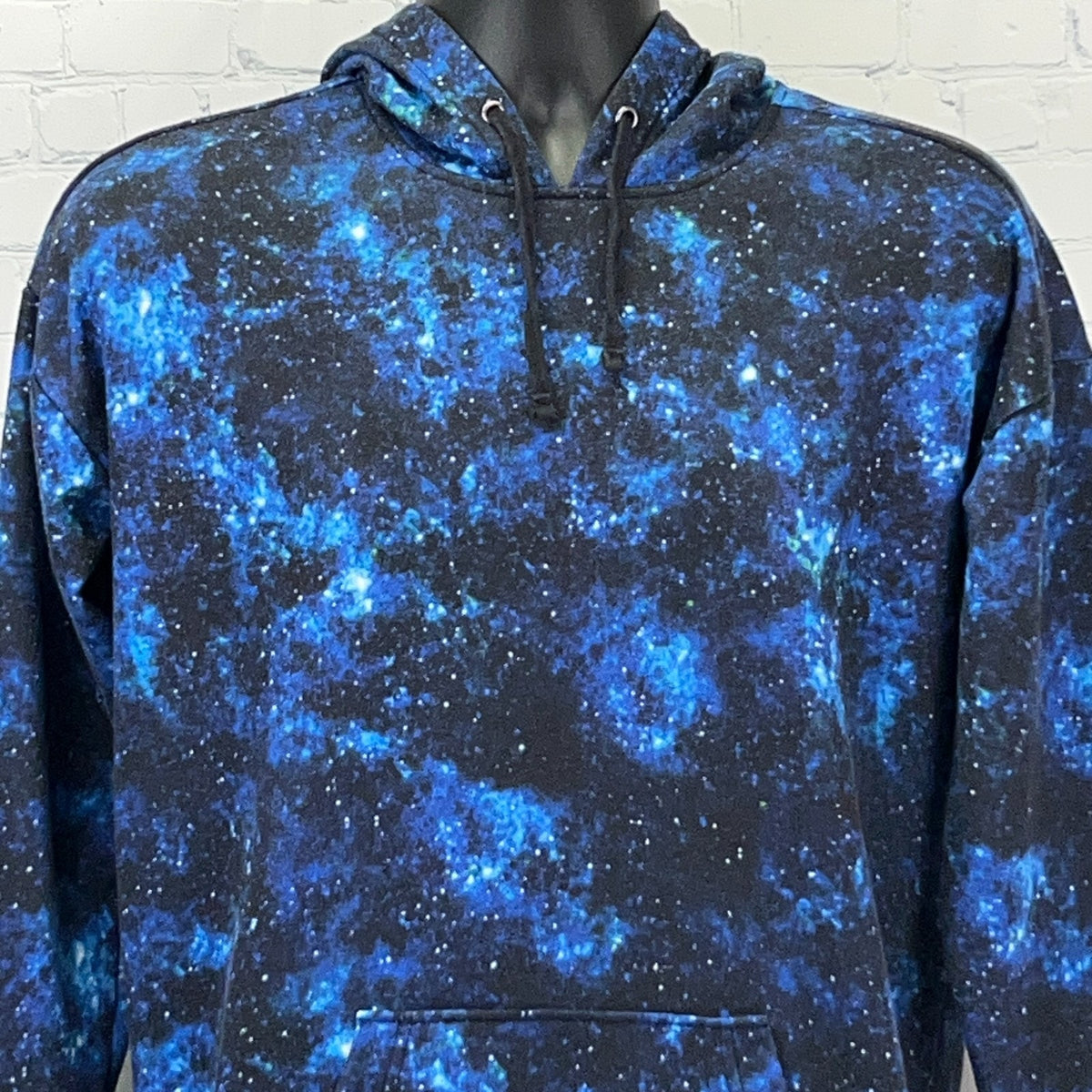 Hot Topic Galaxy Tunic Hoodie Womens M Medium Blue Black Space Nebula Hooded