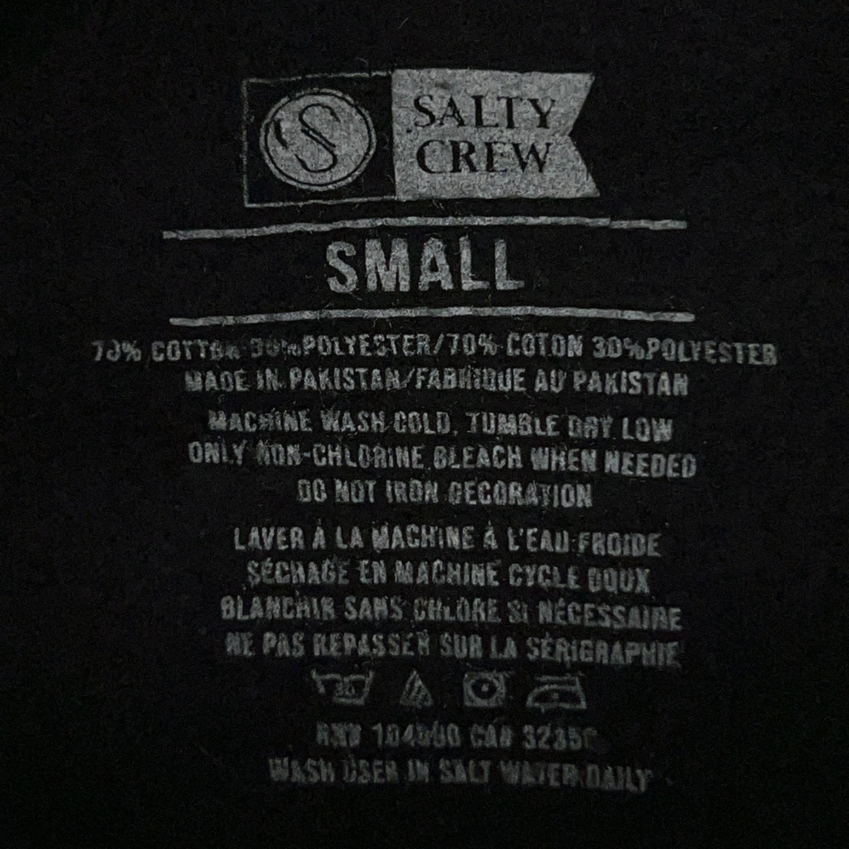 Salty Crew Hoodie S Small Black Pullover Sweatshirt Fishing Surf Graphic Logo