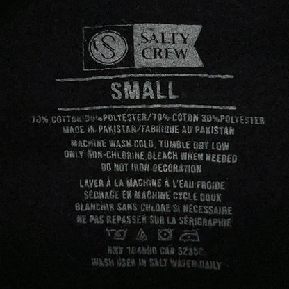 Salty Crew Hoodie S Small Black Pullover Sweatshirt Fishing Surf Graphic Logo