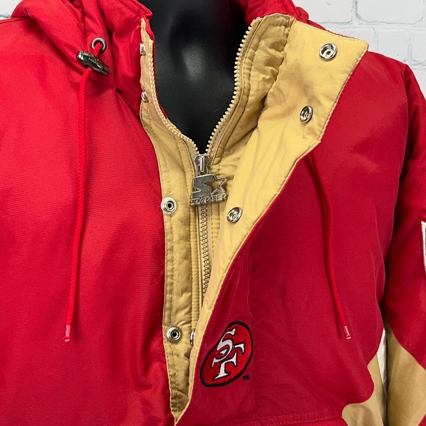 Vintage San Francisco 49ers Starter Pro Line Jacket XXL 2XL Red Anorak Pullover