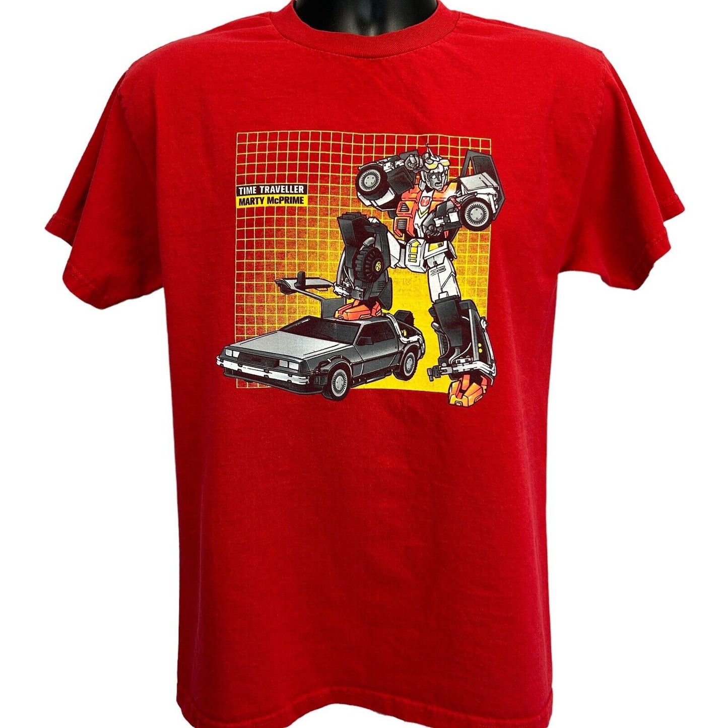 Camiseta de Marty McPrime Transformers Regreso al futuro DeLorean para hombre, mediana, roja