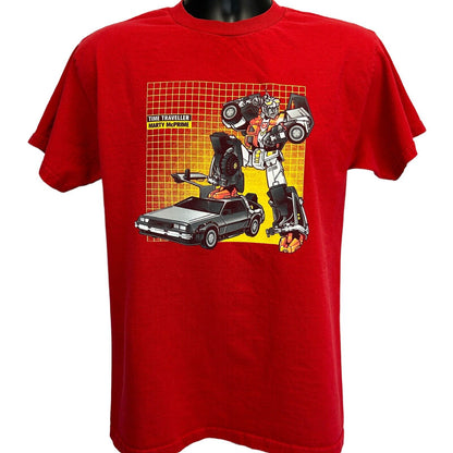 Marty McPrime Transformers T Shirt Medium Back To The Future DeLorean Mens Red