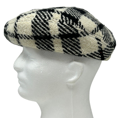 Frank Olive Womens Plaid Beret Hat Vintage 60s 70s Black White