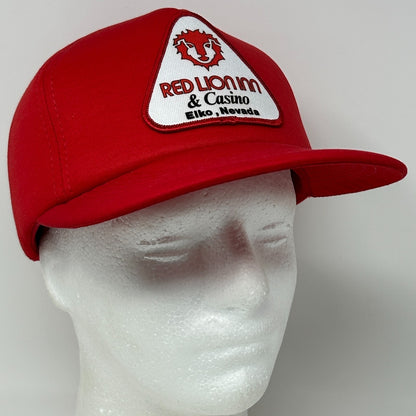 Vintage 80s Red Lion Inn Casino Elko Hat Baseball Cap Full Foam Snapback Red