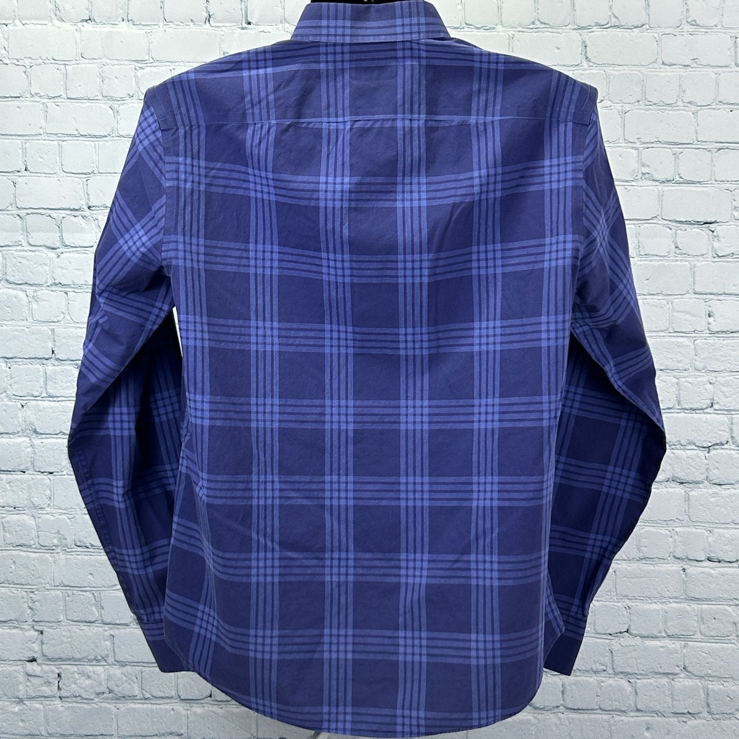 UNTUCKit Marques WF Slim Fit Button Front Shirt Check Plaid LS Blue L Large