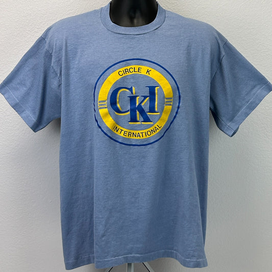Vintage 90s Circle K International T Shirt CKI Kiwanis USA Made Blue XL X-Large - Neon Vintage
