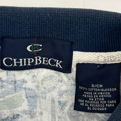 Vintage 90s Chip Beck Golf Polo Shirt Golfer Golfing AOP SS Blue S Small