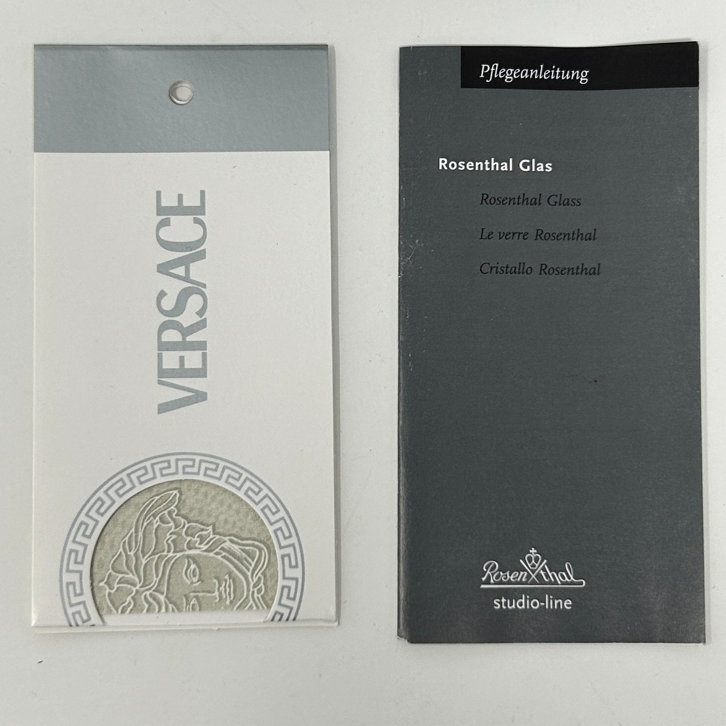 Versace x Rosenthal Blown Glass Paperweight Medusa Iridescent Opalescent White