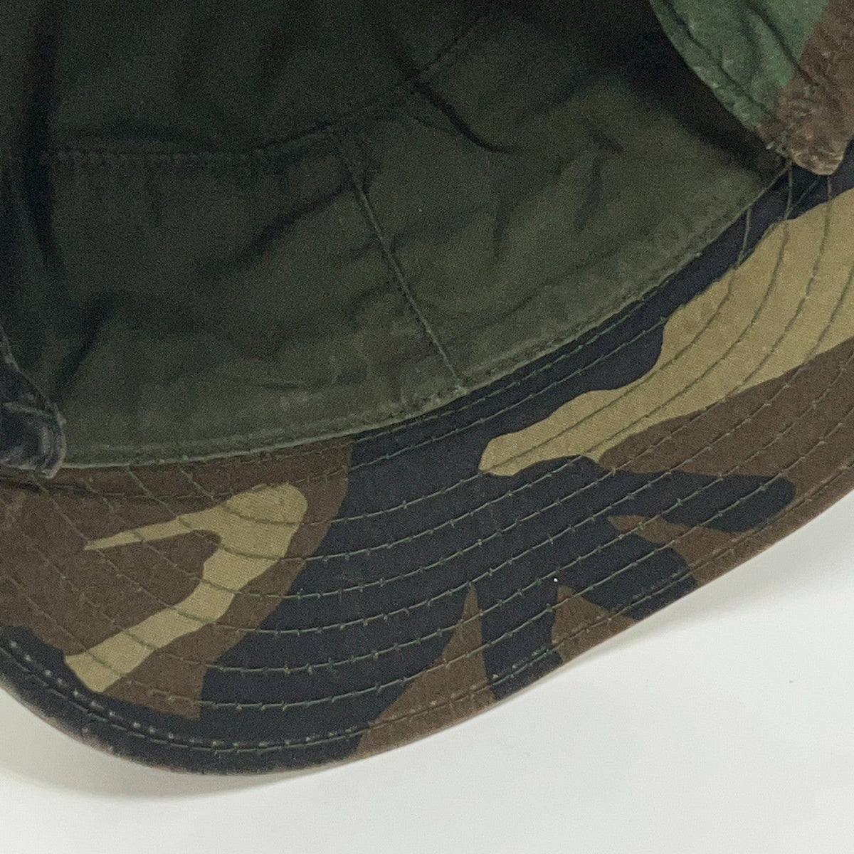 Vintage 80s US Army Woodland Camo Patrol Cap Ear Flaps BDU Military Hat 7 1/8