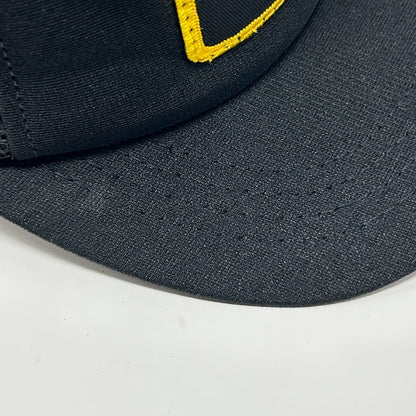 Vintage 80s KVAL Patch Trucker Hat Baseball Cap Made In USA Mesh Snapback Black