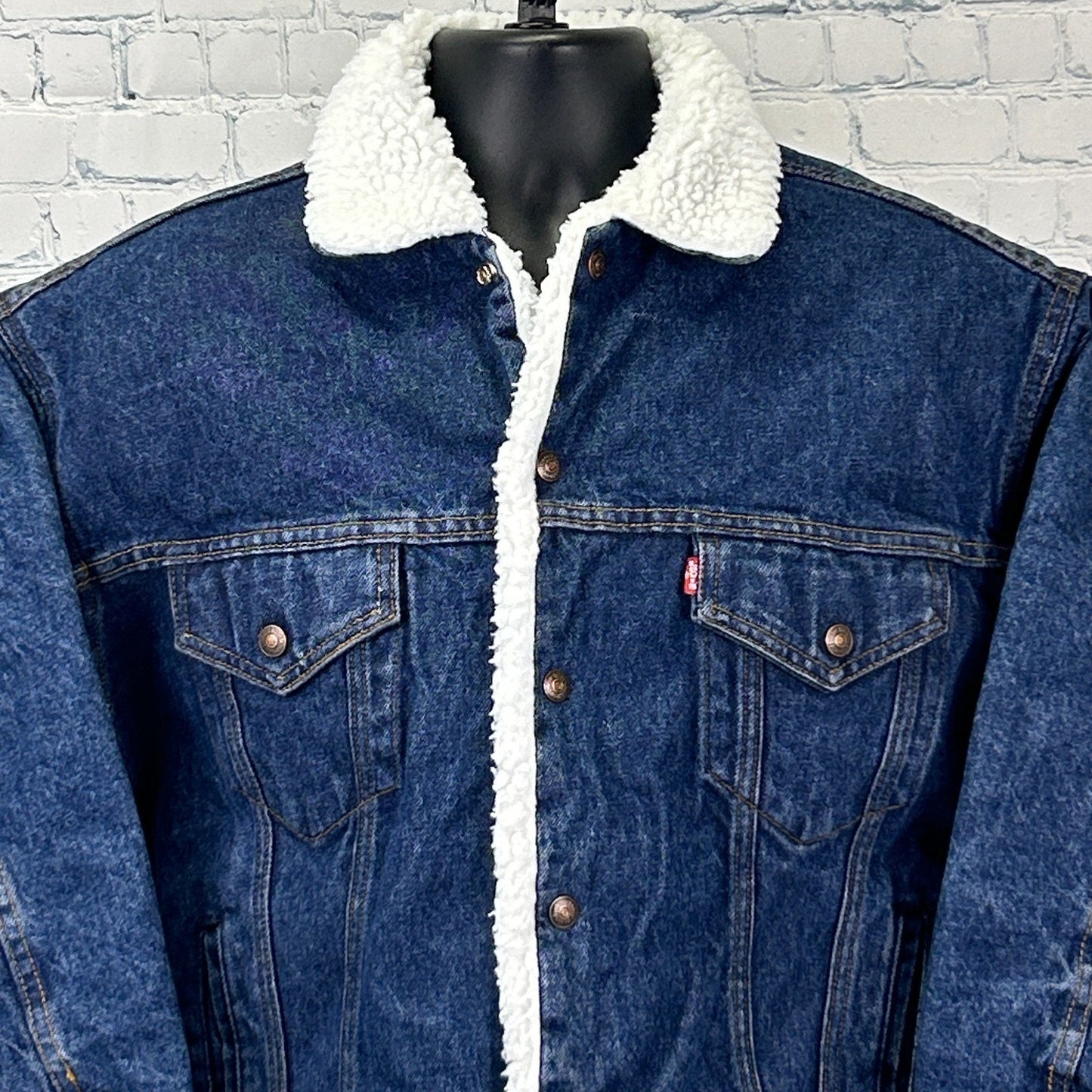 Vintage 90s Levis Sherpa Boa Fleece Lined Jean Jacket Denim 70609 Blue M Medium - Neon Vintage