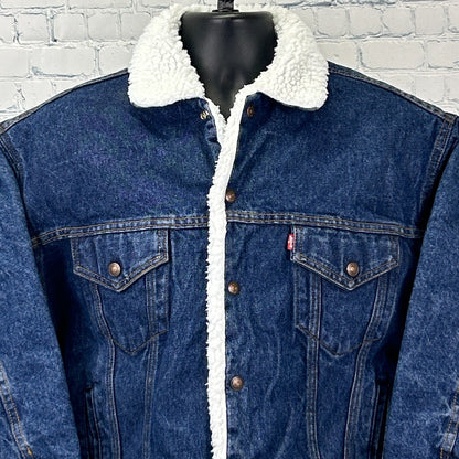 Vintage 90s Levis Sherpa Boa Fleece Lined Jean Jacket Denim 70609 Blue M Medium - Neon Vintage