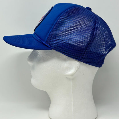 Gorra de béisbol estilo camionero con diseño vintage del banco de sangre de la comunidad Houchin, color azul